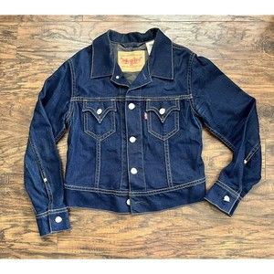 Levi's Iconic 1 Denim Jacket Vintage Style Size L Dark Denim Wash